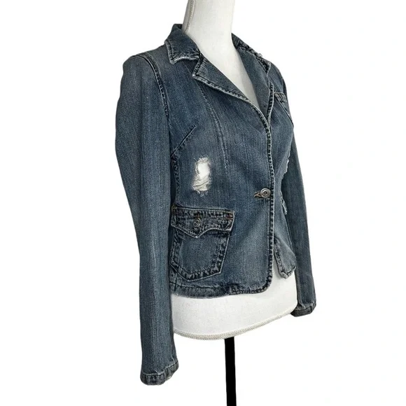 Miss Me Distressed Denim Jean Jacket - Picture 4 of 12